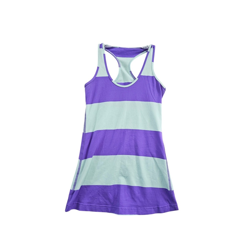 Lululemon Racerback Tank Top Womens Purple Mint‎ Green Striped Yoga Athletic Gym